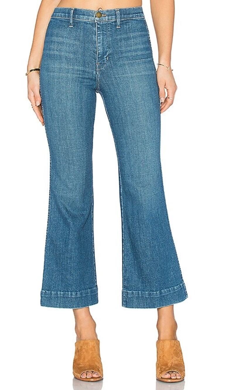 The Great Womens The Sea Crop Jeans Size 25 High Rise Blue Wide Leg Boho